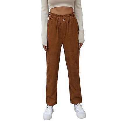 Women Wear Autumn Casual Solid Color Corduroy Pants