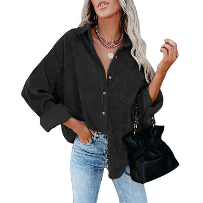 Autumn Winter Women Clothing Oversize Women Corduroy Loose Casual Shirt