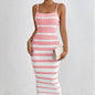 Women Clothing Sexy Sexy Striped Spaghetti Straps Sheath Dress Maxi Dress for Women