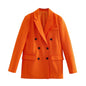 Women Clothing Slimming Fashionable Elegant Orange Double Breasted Blazer