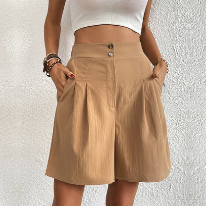 Summer Women Clothing Solid Color High Waisted Shorts Women Summer