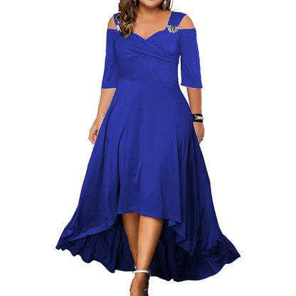 Plus Size Solid Color Sexy Strapless Large Swing Dress Summer Women Clothes Maxi Dress