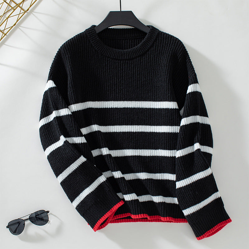 Contrast Color Striped Pullover Women Sweater Women Autumn Winter Casual Long Sleeved Sweater Women