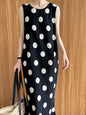 Backless Drawstring Polka Dot Dress Korean Sleeveless Vest Dress