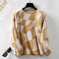 Contrast Color Pullover Sweater Women Autumn Winter Casual Loose Fitting Curl Sweater Women