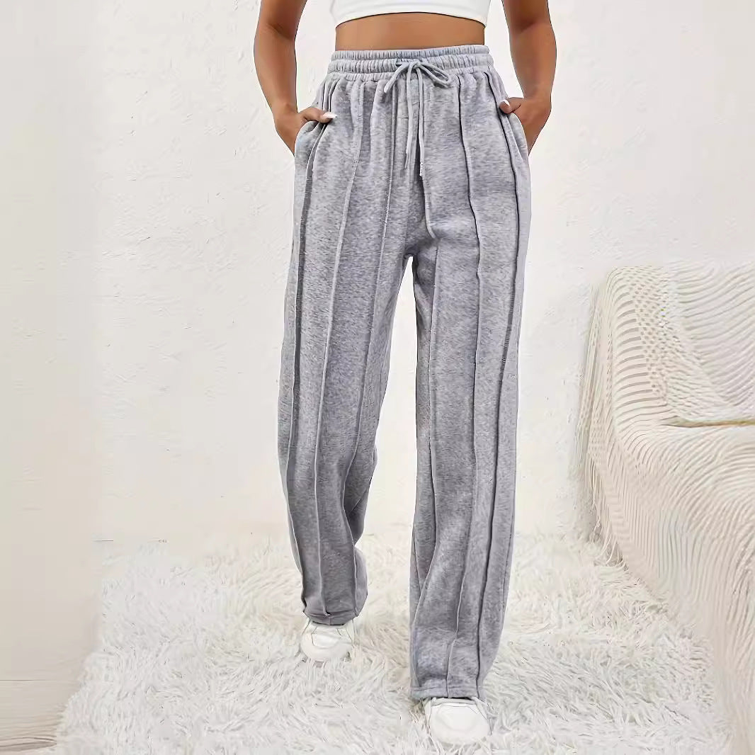 Gray Sweatpants Women High Waist Casual Wide Leg Pants Loose Track Pants Tide