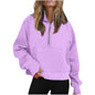 Autumn Winter Women  Scuba Sports Half Zipper Yoga Clothes Loose Short Hood Fleece Lined Sweater Sweater