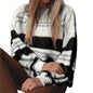 Winter Striped Idle Pullover Women Casual Contrast Color Loose Long Sleeve Top Women