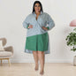 Plus Size Women Clothing Striped Long Sleeved Shirt Dresses