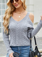 Twist off the Shoulder V neck Sweater Women Loose Autumn Winter Long Sleeved Sweater Independent Stand Sweater Women