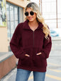 Autumn Women round Neck Long Sleeve Pullover Zipper Mid Length Solid Color Plush Patchwork