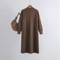 Long below the Knee Base Knitting Dress Women Autumn Winter Loose Casual Match with Coat Woolen