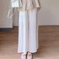 Spring Summer Women Wide Leg Pants Elastic Waist Linen Cotton Straight Flare Pants Trousers for Women