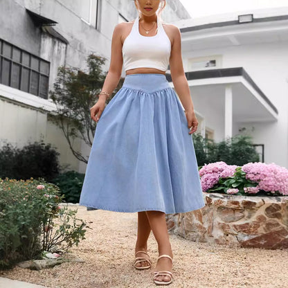 Elegant Denim Skirt Elegant Long Slim Fit A line Skirt