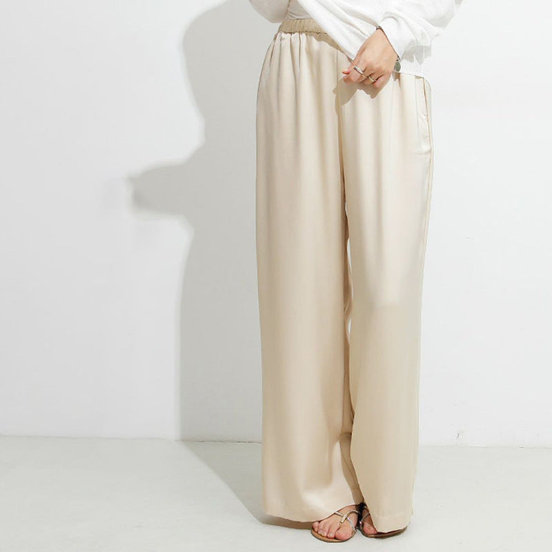 Summer Draped Casual Pants Women Small High Grade Lazy Solid Color Loose Trousers Wide Leg Pants