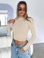 Knitwear Tight Long Sleeve T shirt Bottoming Shirt All Matching Outer Wear Moisture Wicking Women Top