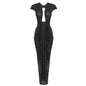 Elegant Long Mesh Dress Dinner Party Retro Autumn Winter Women Clothing