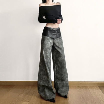 Autumn Winter Women Clothing Street High Waist Loose Wide Leg Pants Women