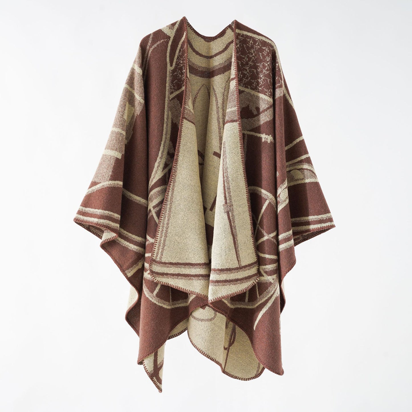 Lengthen Thicken Cashmere Like Autumn Winter Ethnic Travel Split Shawl Cape