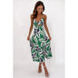 Sundress Spring Summer Leaves Tropical Floral Print Fresh Sweet Tie-Neck Strap Dress