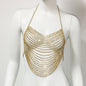 Accessories Rhinestone Body Cha Hollow Out Cutout Tassel Sexy Luxury Sexy Multi Layer Chest Necklace Women