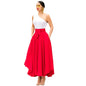 Summer Elegance Retro Solid Color Wide Hem Skirt