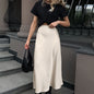 Autumn Imitation Acetate Satin A Swing High Waist Skirt Women Commuting Wear Long Skirt