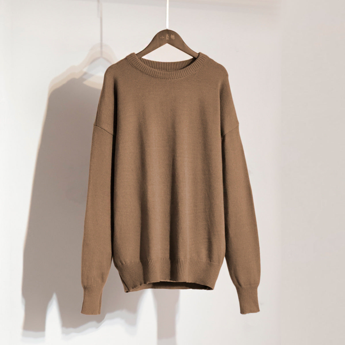 Solid Color round Neck Sweater Autumn Winter Office Casual round Neck Knitted Sweater