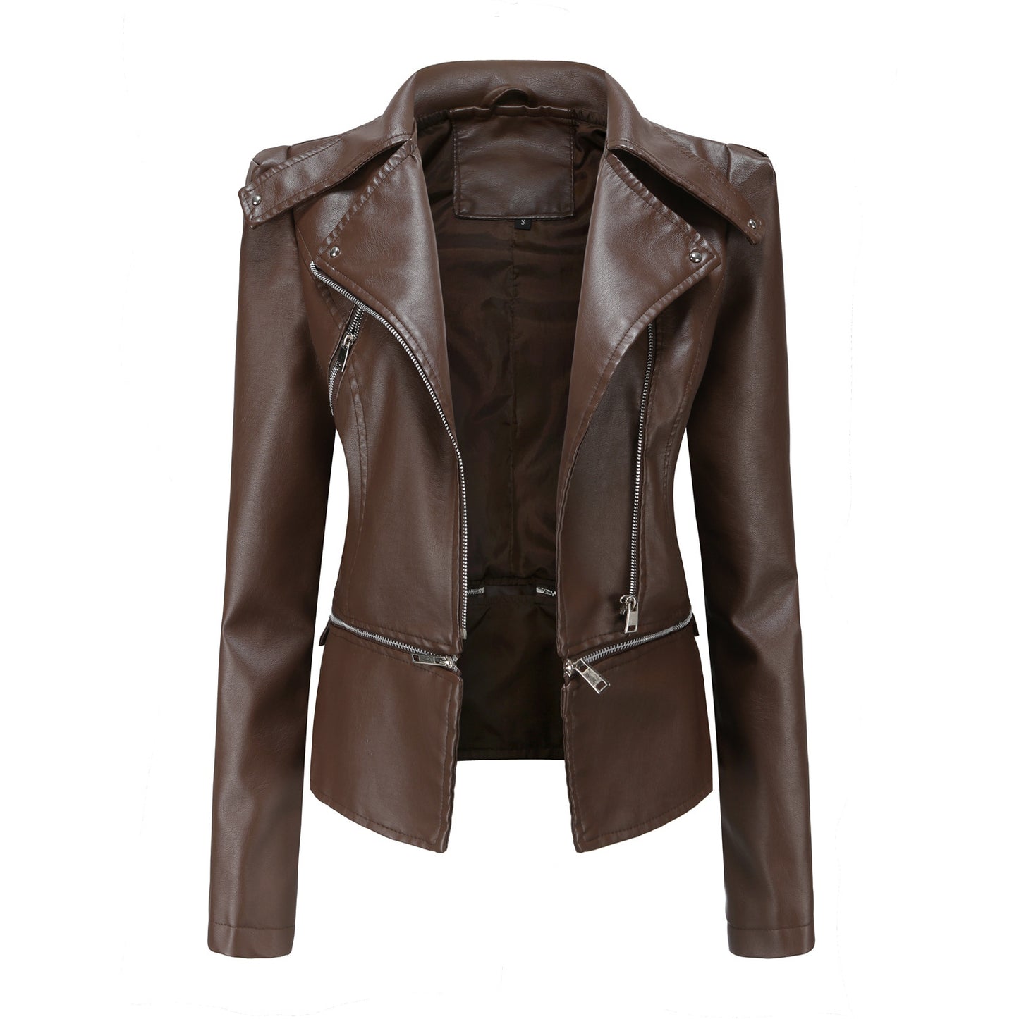 Women Clothing  Size New Leather Coat Women Detachable Hem Spring Autumn Coat Women Fashion Casual Jacket