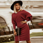 Fall Winter Slim Slimming Elegant Dress Oversized Knit Batwing Sleeve Dress