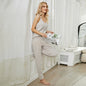 Sexy Knitted Sling Pajamas Autumn Winter Keep Warm Solid Color Half Edge Velvet Suit Home Wear