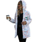 Autumn Winter Women Hooded Long Sleeve Loose Snowflake Plush Christmas Casual Jacket