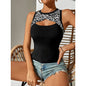 Women Clothing Leopard Splicing Vest Sexy Vest Multicolor Printing Vest Top Women