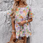 Spring Summer Women Clothing Elegant Printed Short Sleeve Dress