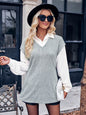 Autumn Winter Women Clothing Casual Solid Color False Two Piece Slim Top for Women