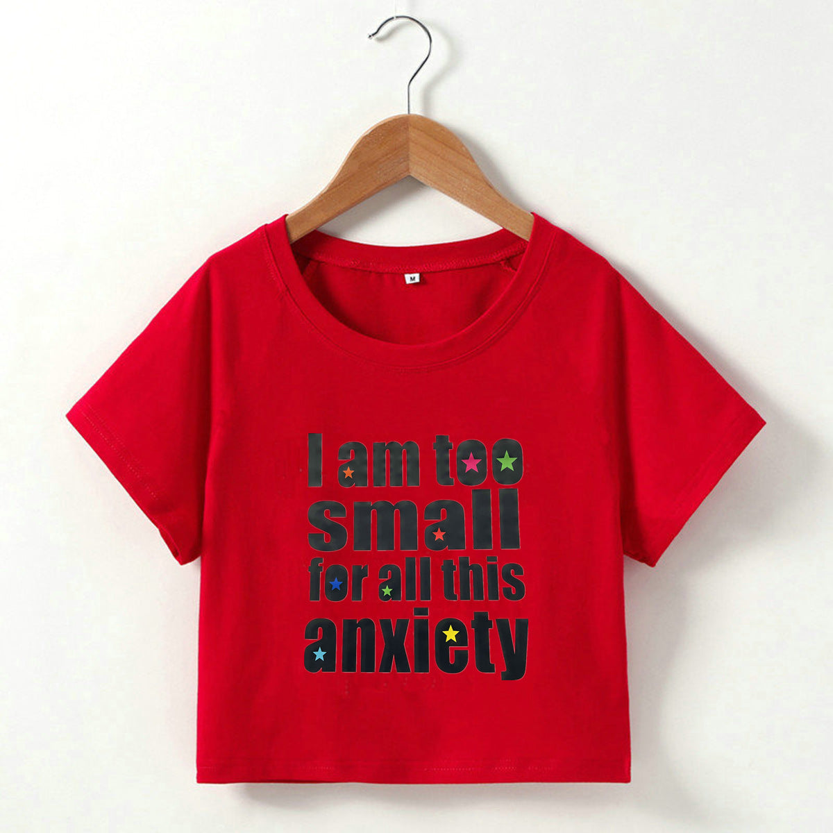 Personality Street Trendy Letter Graphic Printing Slim round Neck Short Sleeve T Shirt Top Spring