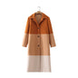 Women Wear  Polo Collar Three-Color Knot-Matching Long Wool-like Coat