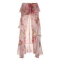 Vacation Dress Summer Floral Print Double Layer Irregular Asymmetric Mop Ruffled Skirt