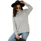 Autumn Winter Long Sleeve High Collar Loose Contrasting Color Cuff Scarf T shirt Top Women