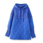 Autumn Winter Women Clothing Patchwork Knitting Hoodie Cotton Coat