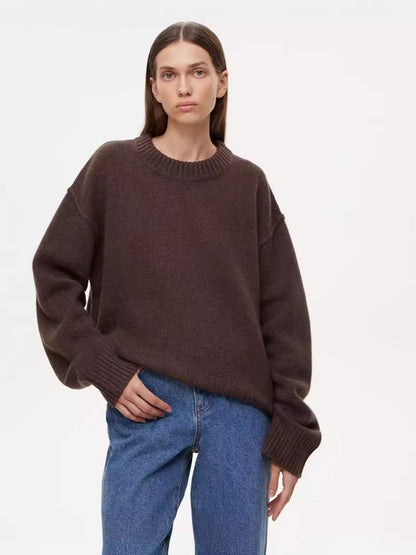 Knitted Russian Popular Autumn Winter round Neck Sweater Loose