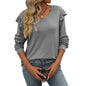 Women Autumn Winter Loose Casual Long Sleeves V neck T shirt