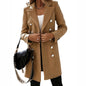 Women Clothing Overcoat Wish Autumn Winter Long Sleeve Blazer Collar Double Breasted Woolen Coat