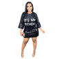 Women Clothing Spring round Neck Loose Sequin Letter Graphic Printed Dress