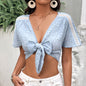 Women Sexy Lacing Cropped Outfit V neck Short Top