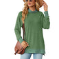 Autumn Winter Contrast Color Scarf Loose Long Sleeve Split T shirt Top Women