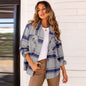 Shirt Women Spring Casual Cardigan Coat Long Sleeve Plaid Shirt