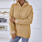 Solid Color Pullover Women Knitwear Autumn Winter Hooded Drawstring Sweater Women