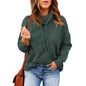 Solid Color  Autumn Winter Top Women Turtleneck Drawstring  Long Sleeve Women Clothing Sweatshirt