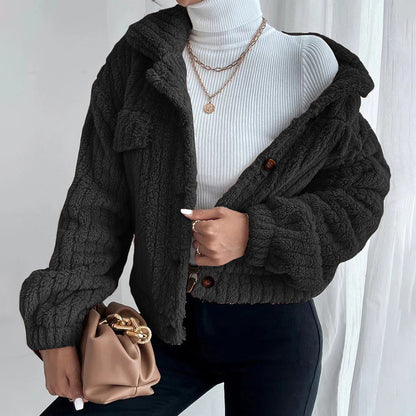 Coat for Women Winter Faux Pocket Warm Single Breasted Woolen Coat